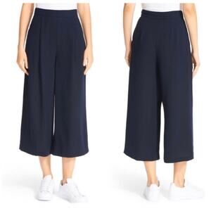 Diane von Furstenberg Holly Wide Leg Culottes Cropped Pants Navy Blue Size 8